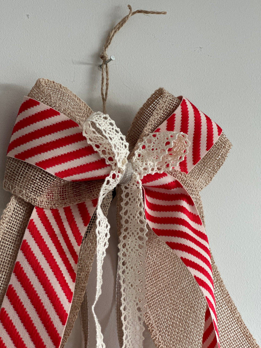 Candy Cane Ribbon Bow