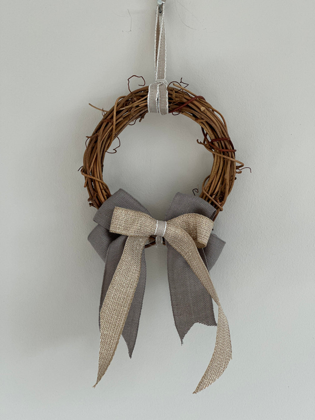 Wreath decoration with handmade bow